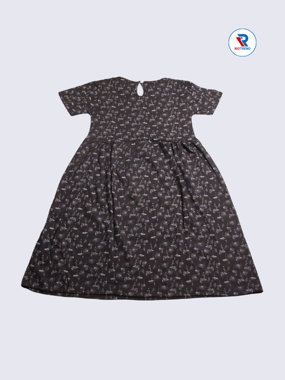 Girls Frock Sleeve 09-10yrs in Raisin Black Color(Back)-RioTrend