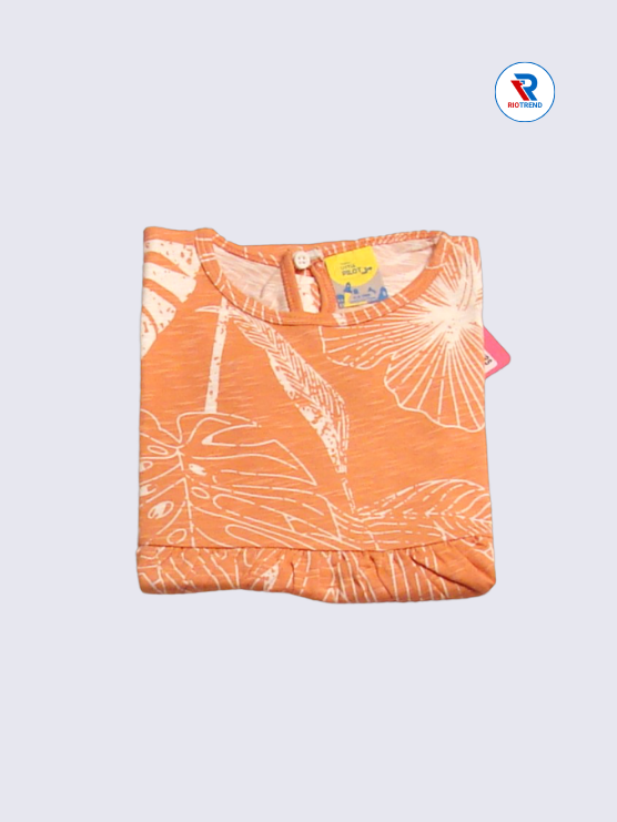 Girls Frock Sleeve 03-08yrs in Terra Cotta Color(Folded)-RioTrend
