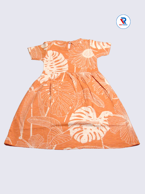 Girls Frock Sleeve 03-08yrs in Terra Cotta Color(Back)-RioTrend