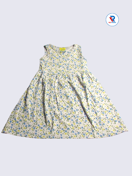 Girls Frock Sleeveless 02-03yrs in White Color(Front)-RioTrend