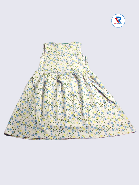 Girls Frock Sleeveless 02-03yrs in White Color(Back)-RioTrend