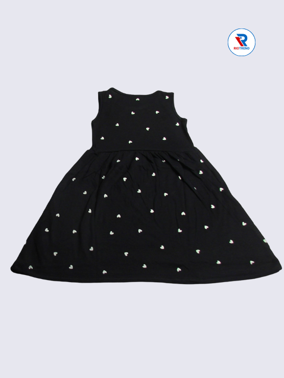 Girls Frock Sleeveless 02-08yrs in Black Color(Back)-RioTrend