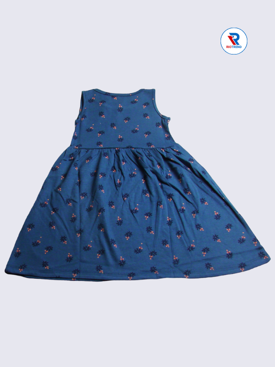 Girls Frock Sleeveless 02 to 08yrs in Dark Blue Color(Back)-RioTren