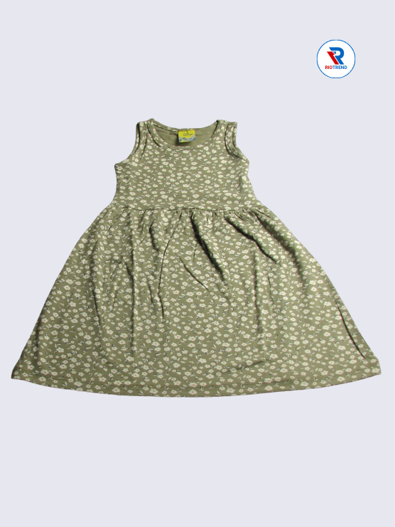 Girls Frock Sleeveless 02-06yrs in Tan Color(Front)-RioTrend