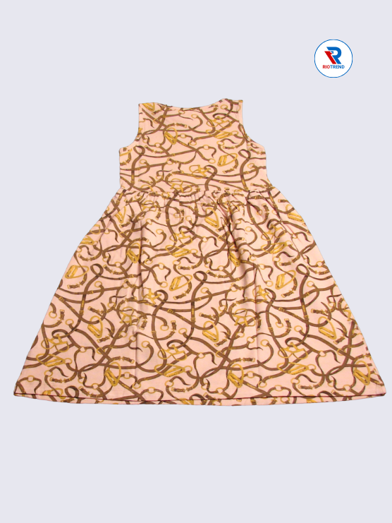 Girls Frock Sleeveless 03-10yrs in Pinkish Tan Color(Back)-RioTrend