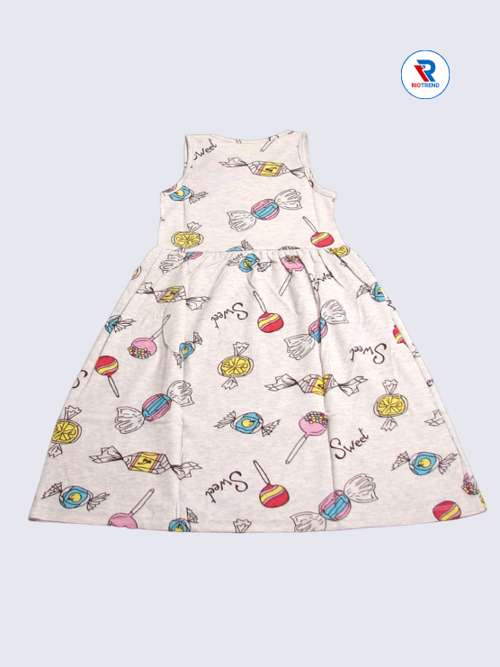 Girls Frock Sleeveless 05-08yrs in Pale Pink Color(Back)-RioTrend