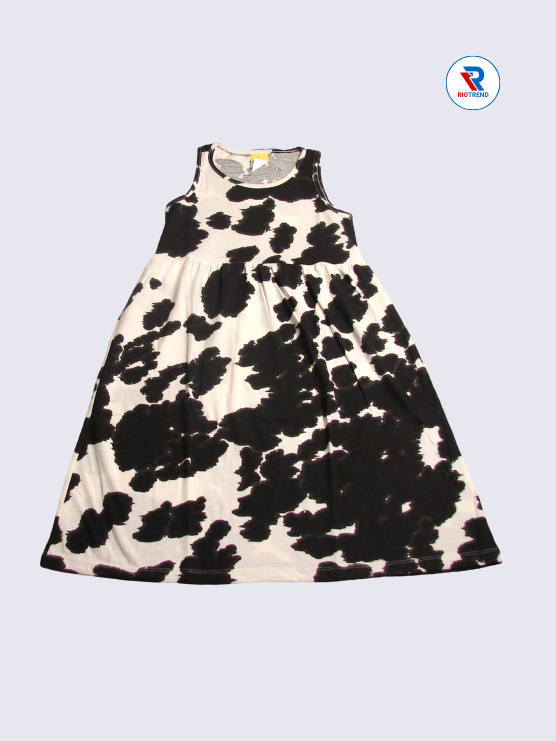 Girls Frock Sleeveless 09-10yrs in Almond Color(Front)-RioTrend