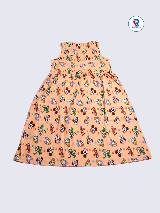 Girls Frock Sleeveless 09-10yrs in Apricot Color(Back)-RioTrend