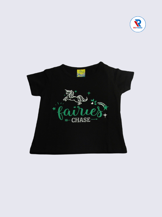 Girls T-Shirt Cotton 02-12Yrs Black and Green Color - RioTrend