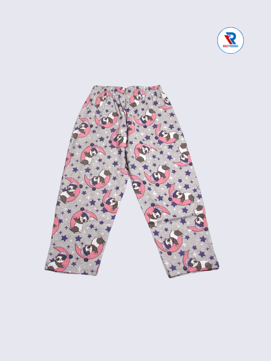 Girls Pant Cotton 05-06Yrs Candy Pink and Silver Sand Color - RioTrend