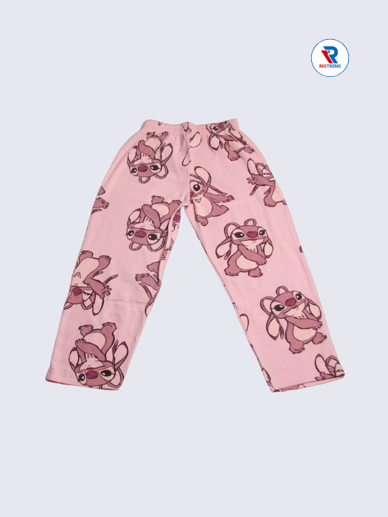 Girls Pant Cotton 05-06Yrs Dark Burgundy and Blossom Pink - RioTrend