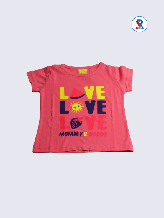 Girls T-Shirt Cotton 02-12Yrs Light Pink Color - RioTrend