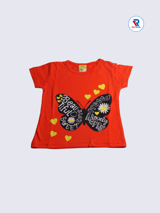 Girls T-Shirt Cotton 02-12Yrs Red and Black Color - RioTrend