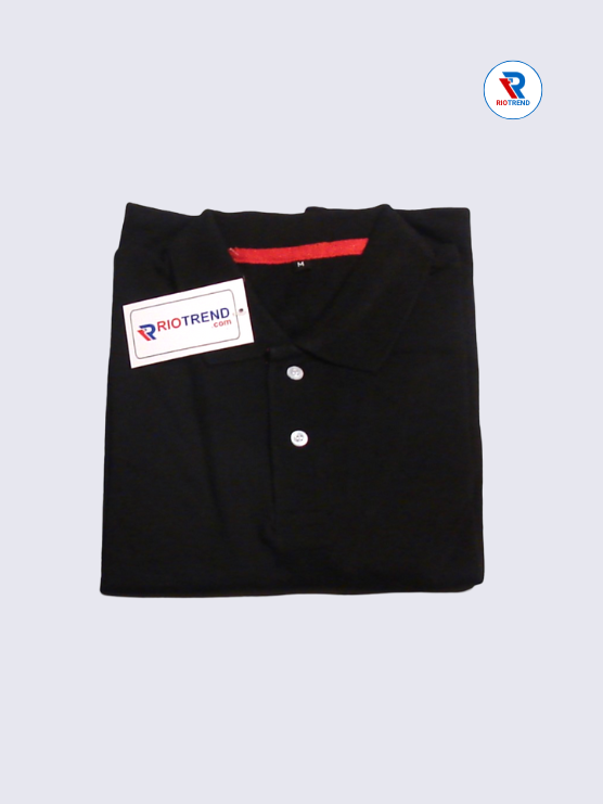 Men's Polo T-Shirt Regular Fit Medium and Large Black Color (Folded)- RioTrend