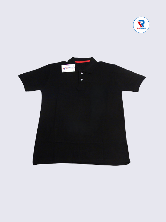 Men's Polo T-Shirt Regular Fit Medium and Large Black Color (Front)- RioTrend