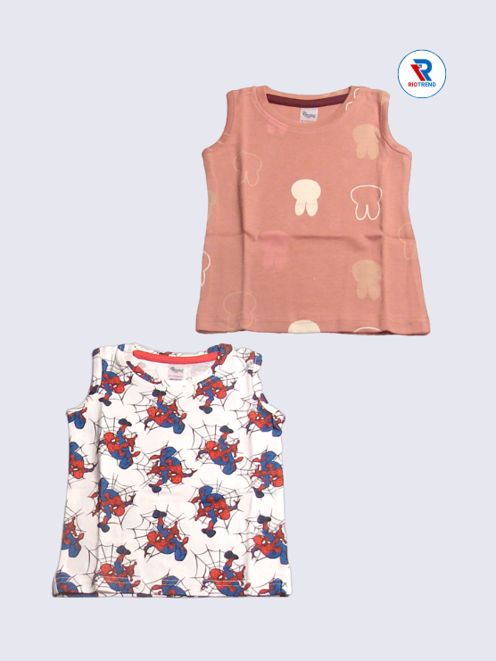Newborn Baby Boys Sleeveless Set (Pack of 2) – Stylish Pink and White Combo