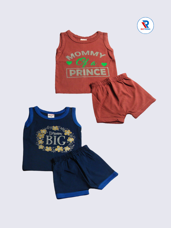 New Born Baby Clothing Set Boys & Girls (Pack of 2) - The Perfect Classic Outfit in Brown & Dark Blue Combo