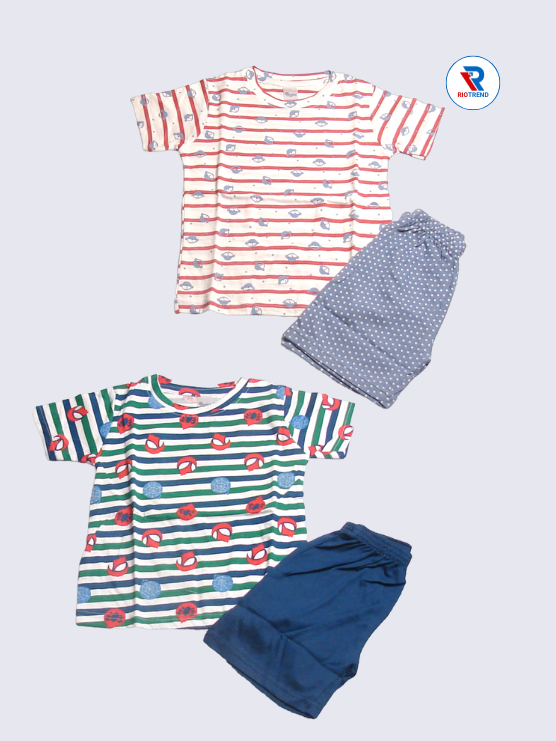 Newborn Baby Boys Clothing Set (Pack of 2) - Vibrant White and Blue Combo