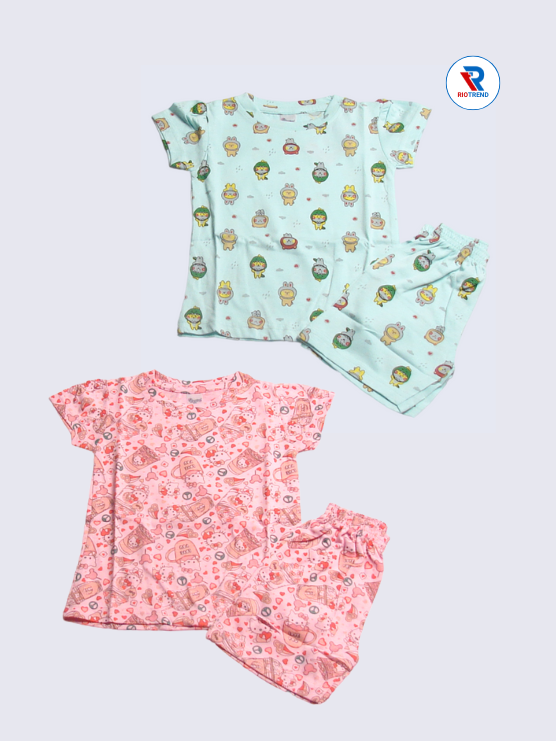 Newborn Baby Girls Co-Ord Set (Pack of 2) – Lovely Cyan and Pink Combo