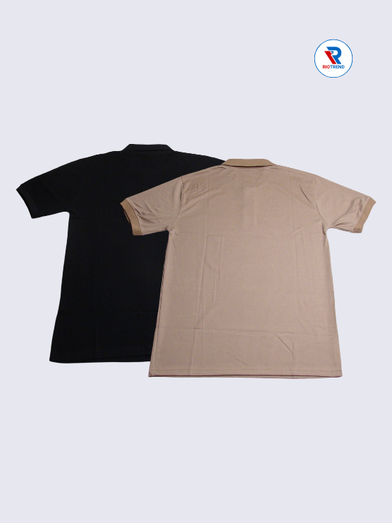 Men’s Polo T-Shirt Combo Back View in Navy Blue and Cream, showcasing comfort and style, from RioTrend