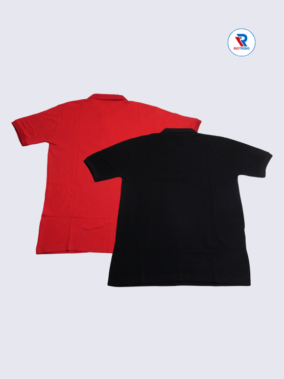 Men’s Polo T-Shirt Combo Back View in Red and Black, showcasing comfort and style, from RioTrend
