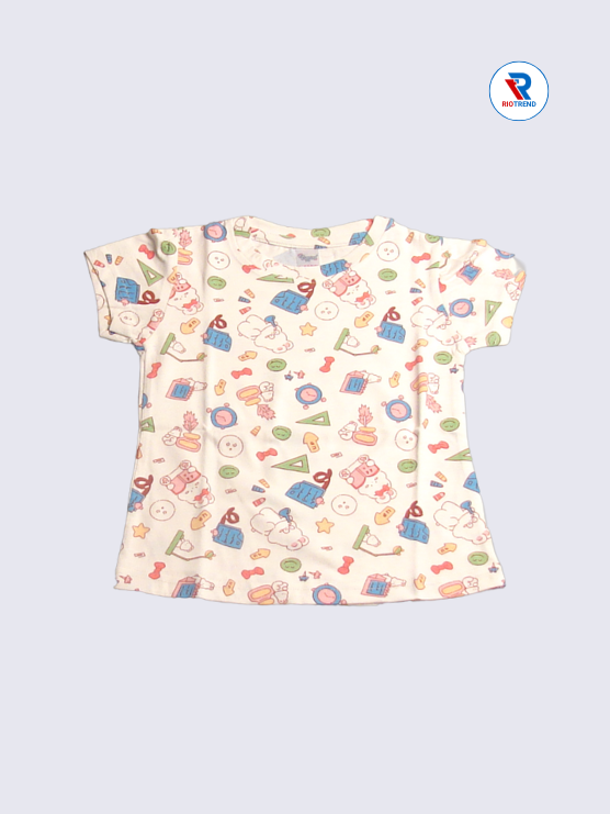 Newborn Baby Girls T-Shirt, Cream, Size 18-24 Months