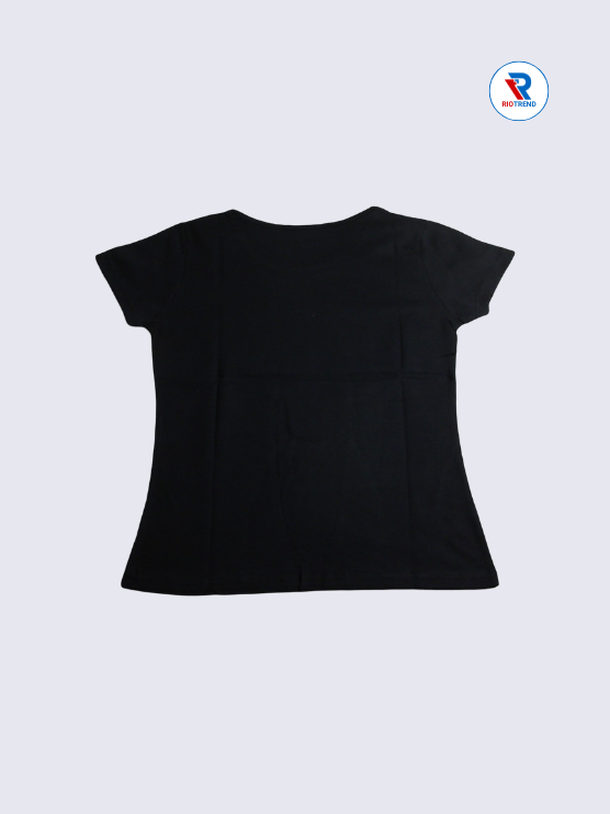 Womens T-Shirt Cotton M and XXL Black Color (Back)-RioTrend