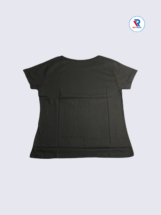 Women's T-Shirt Cotton M and XXL Charcoal Color (Back)-RioTrend