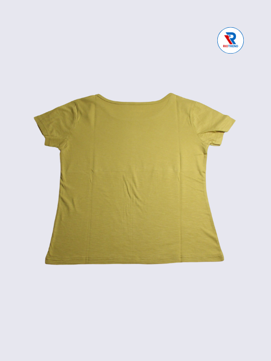 Women's T-Shirt Cotton M Mustard Color (Back)-RioTrend