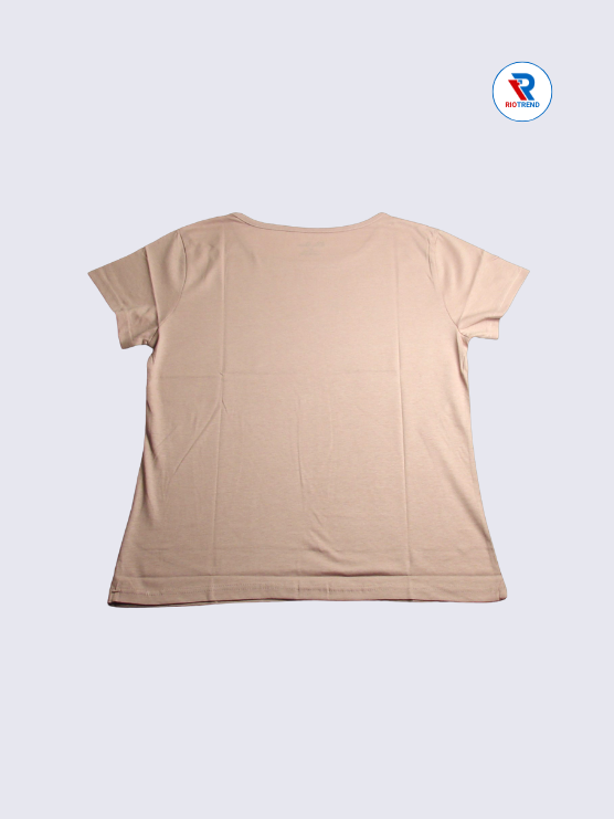 Womens T-Shirt Cotton M and XL Tan Color (Back)-RioTrend