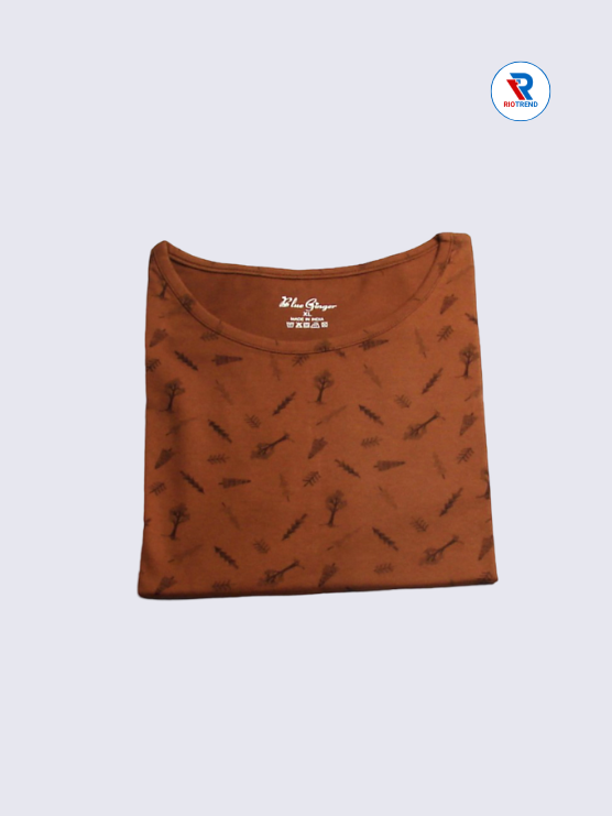 Women's T-Shirt Cotton L and XL Brown Color (Folded)-RioTrend