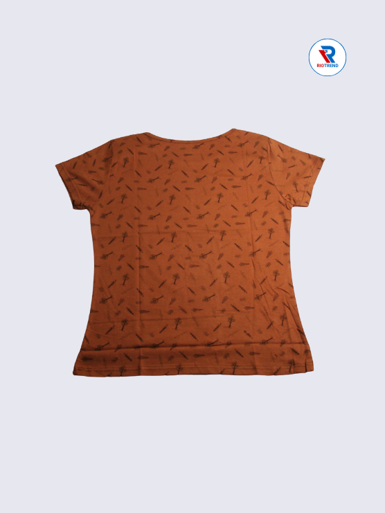Women's T-Shirt Cotton L and XL Brown Color (Back)-RioTrend