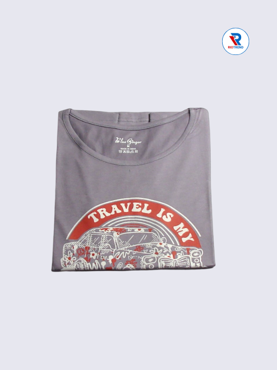Women's T-Shirt Cotton M and L Mauve Color (Folded)-RioTrend