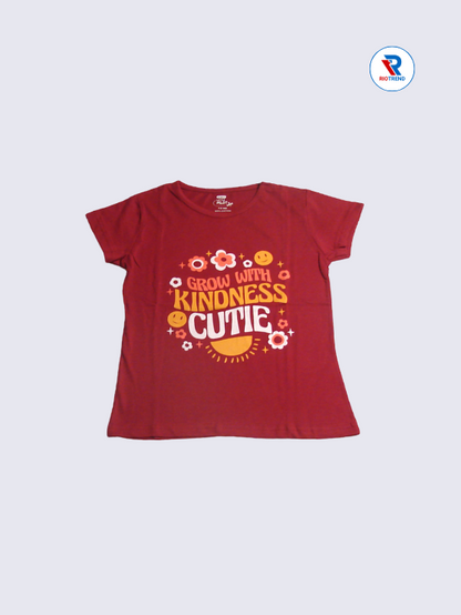 Girls Clothing Set: Soft Cotton Maroon T-Shirt with Pants Combo