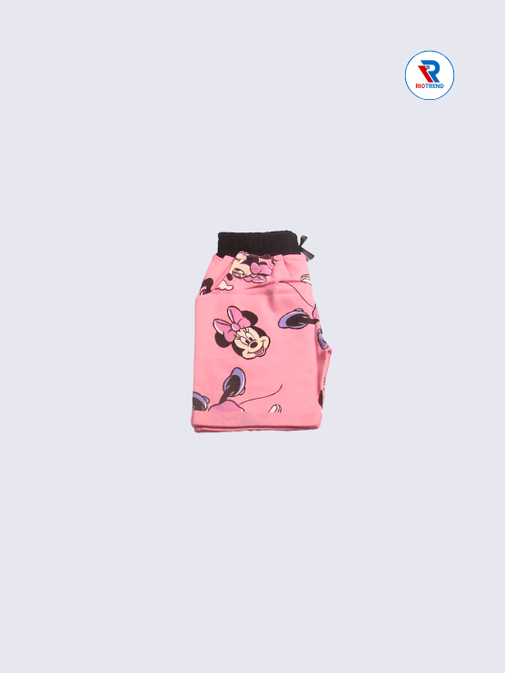 Girls Regular Fit Cotton Shorts in Pink with Playful Prints