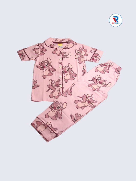 Girls Night Suit Set: Light Pink Top and Pyjama Pants