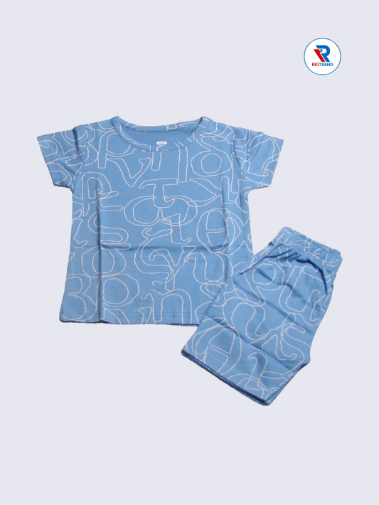 Girls' Co-Ord Set: Vibrant Blue T-Shirt and Shorts Combo