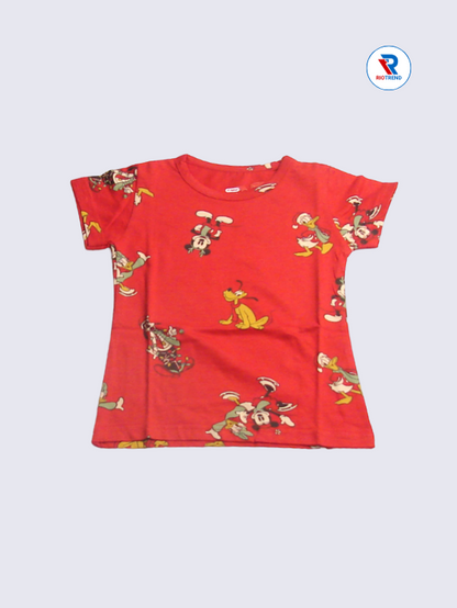 Girls' Co-Ord Set: Bright Red T-Shirt with Matching Shorts