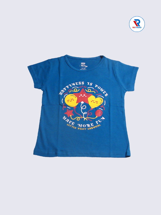 Girls Wardrobe Essential: Cotton Dark Blue Half-Sleeve T-Shirt & Shorts Set