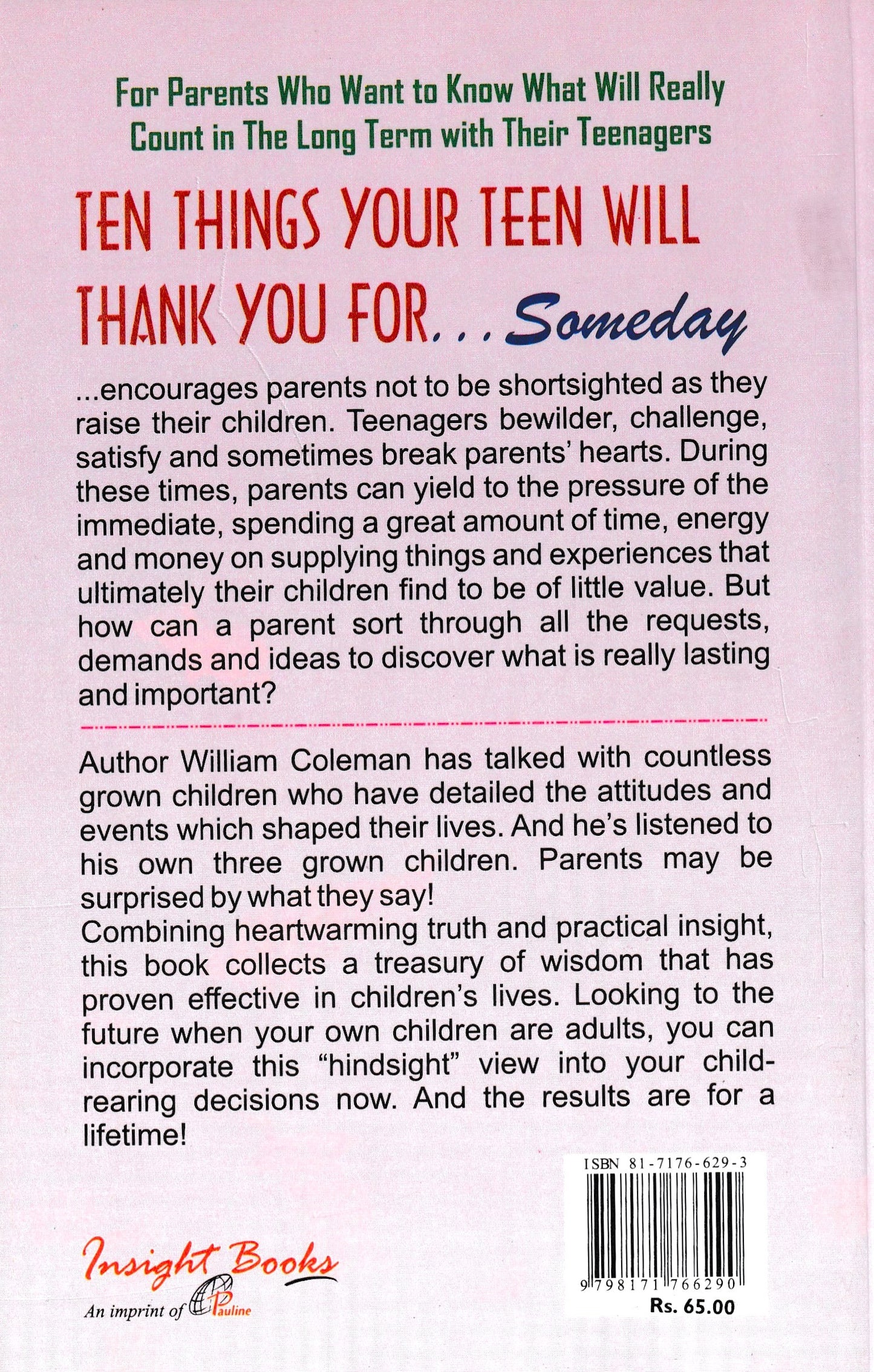 10 Things Your Teen Will Thank You for Someday (English, Paperback, William L. Coleman)