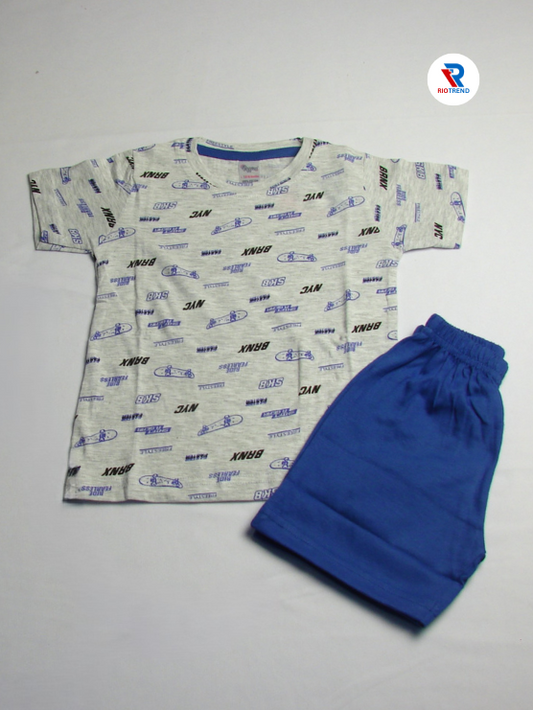 Boys Cotton NYC Design Printed T-Shirt and Trouser