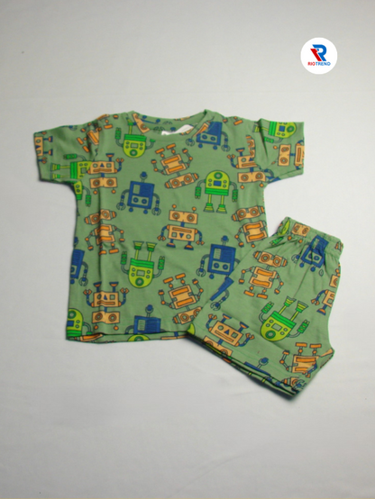 New Born Baby Boys Set Robot Design T-Shirt and Pant