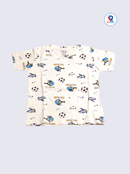 Stylish cream T-shirt co-ord set for baby boys, perfect for ages 18-24 months, combining comfort and fashion