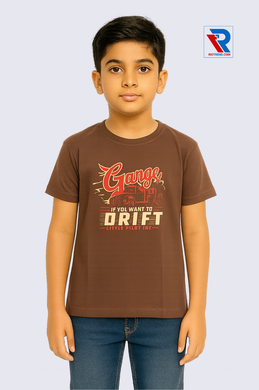 Boys' Cotton Half Sleeve Dark Sienna