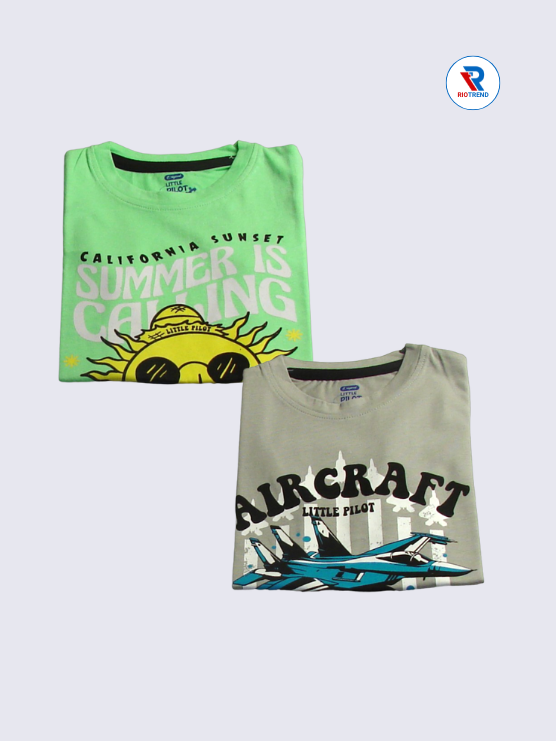 Boys Sleeveless Cotton T-Shirt Combo (Pack of 2) - Stylish Light Green and Cream