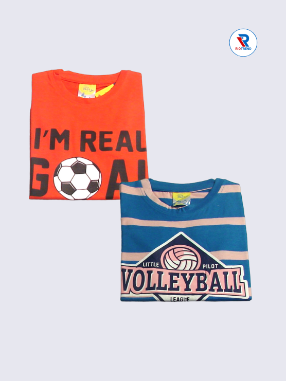 Boys Sleeveless Cotton T-Shirt Combo (Pack of 2) - Bold Red and Blue Color