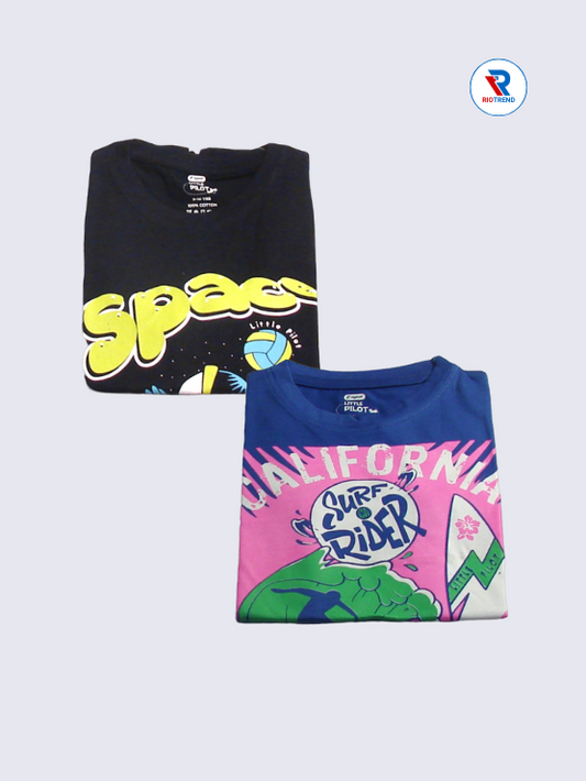Boys Sleeveless Cotton T-Shirt Combo (Pack of 2) - Striking Jet Black and Blue Color