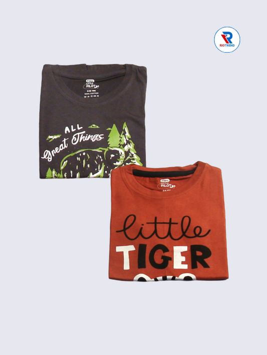 Boys Sleeveless Cotton T-Shirt Combo (Pack of 2) - Dynamic Raisin Black and Brown Color