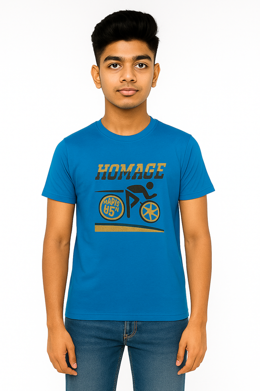 Boys' Cotton Half Sleeve T-Shirt Blue & Yellow