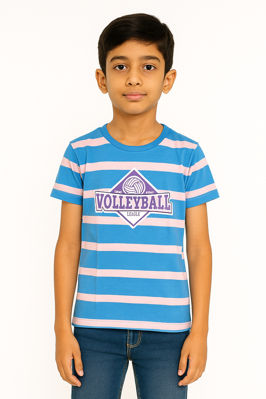 Boys' Cotton Half Sleeve Cerulean Blue